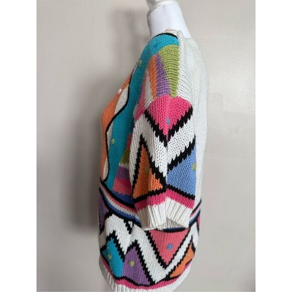 Melbourne Elements Multicoloured Short Sleeve Knit Top Size S - Picture 6 of 7